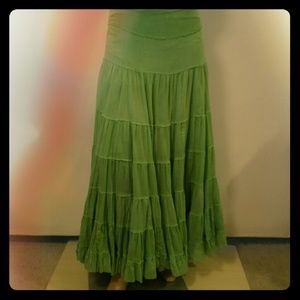 Zara TRF Seafoam Tiered Green Gypsy Skirt