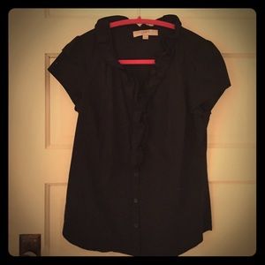 Black ruffled cotton top