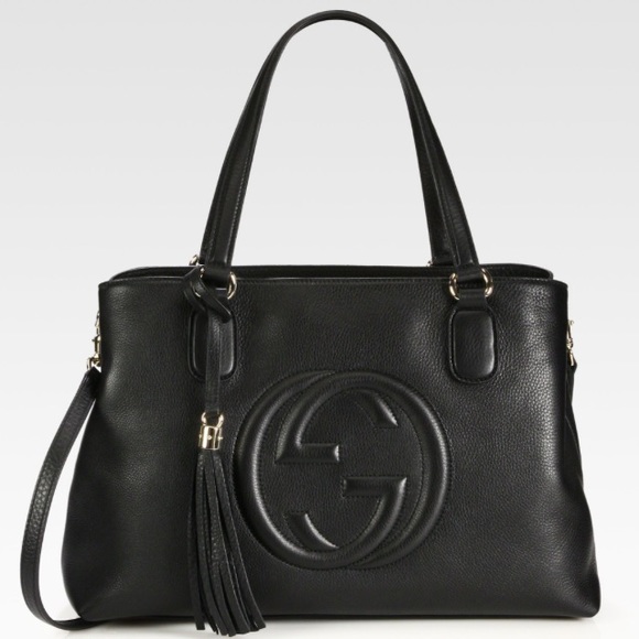 Gucci Black Leather Soho Working Tote Bag