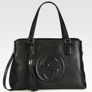 Gucci Black Leather Soho Working Tote Bag