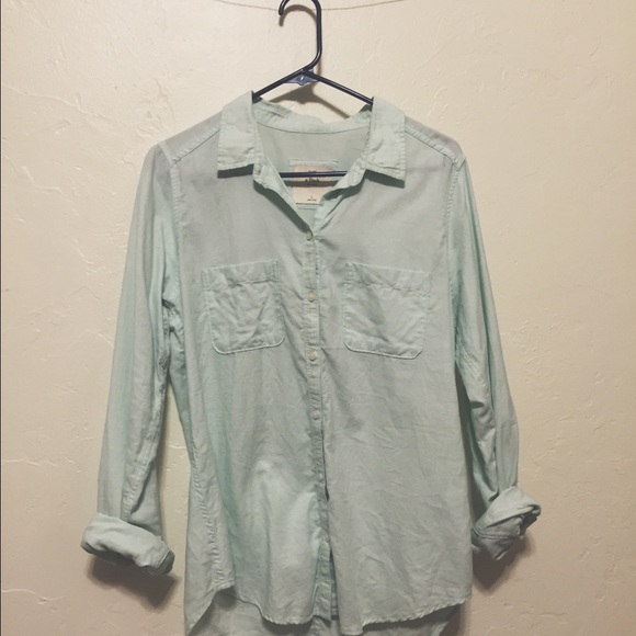 pastel teal A&F button down