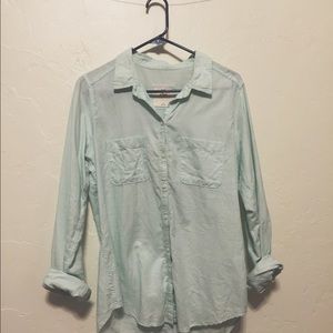 pastel teal A&F button down