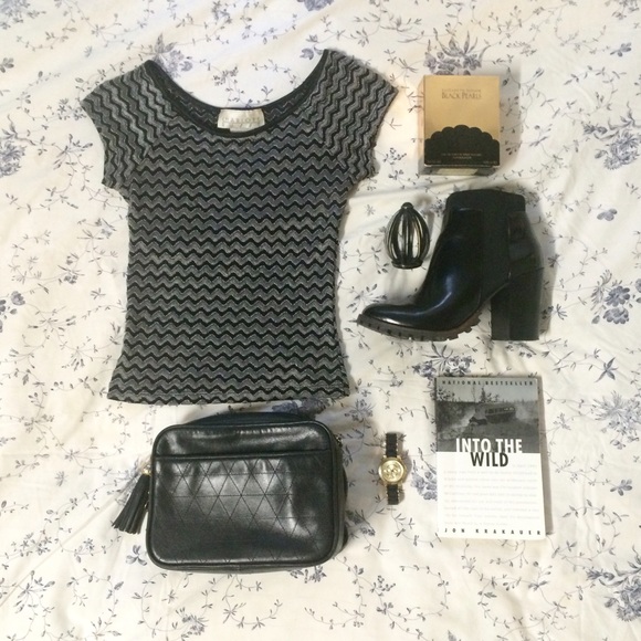 SALE Charlote Russe metallic zig zag crop top