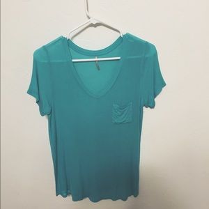 simple teal v-neck tee.