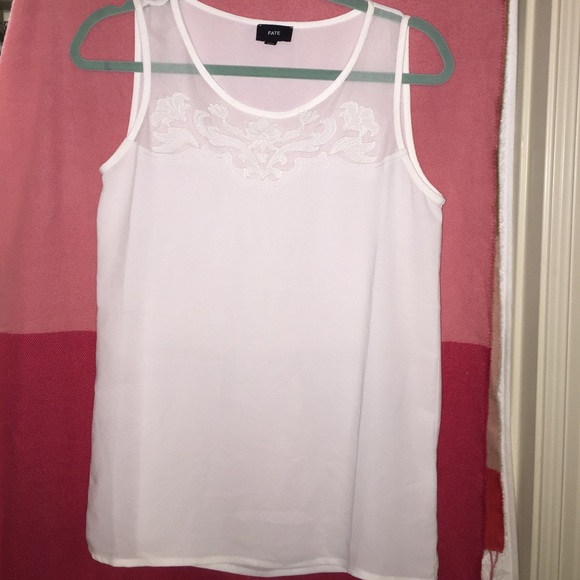 NWOT! white top with sheer lace detail