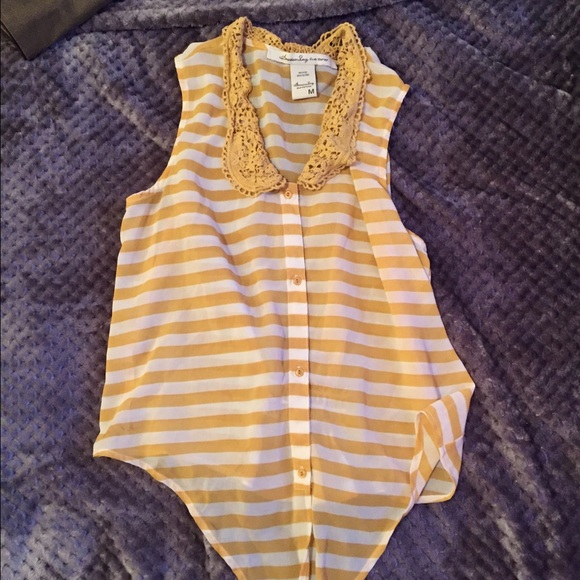 Yellow and white striped tank top