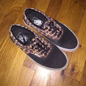 Black and leopard print vans