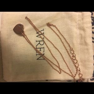 dainty Rose gold heart and black sapphire necklace