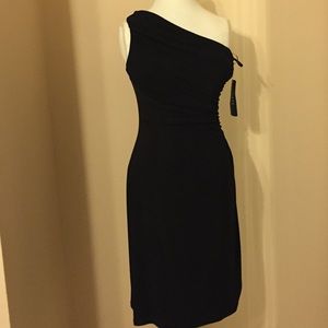 Lauren One-shoulder Ruched Dress Black 12
