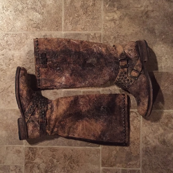 Frye Shoes - Frye Jenna Studded Tall Distressed Leather Boots