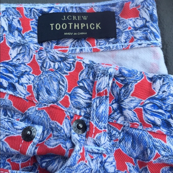 J Crew Toothpick Floral Denim Jeans Pants 28 EUC