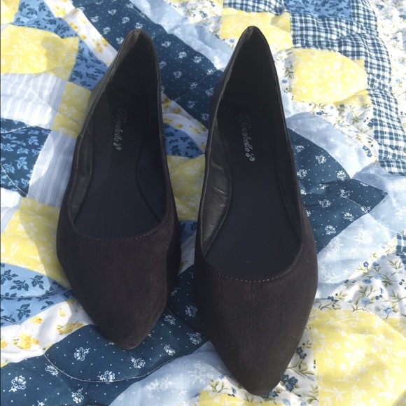 Black Velvet Suede & Leather Flats