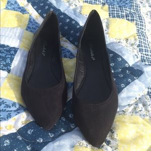 Black Velvet Suede & Leather Flats