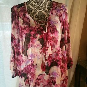Beautiful sheer flowered blouse