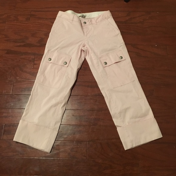 Banana republic pale pink cotton cuffed crops - 0