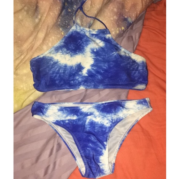 Tie dye high neck bikini