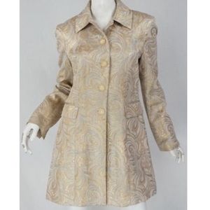 Bebe gold/blue metallic swirl brocade jacket