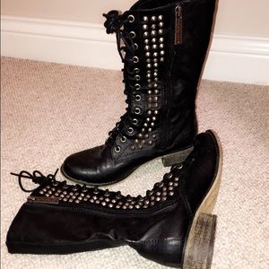 😎 biker studded combat boots