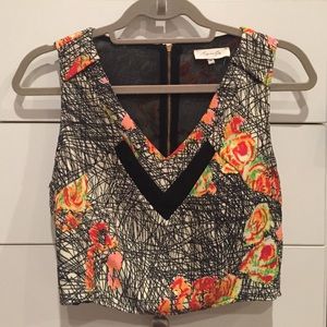 Graphic Floral Print Crop Top