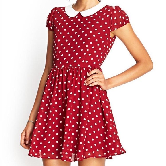 Forever 21 maroon polka dot skater dress