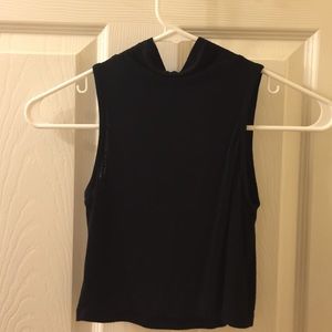 Black High Neck Crop Top