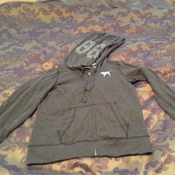 Victoria Secret PINK grey Rhinestone Hoodie