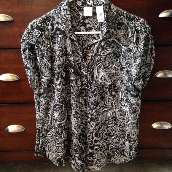 Black and white sheer blouse