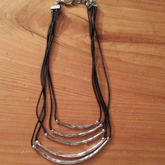 *SALE*Vintage stainless steel and leather necklace