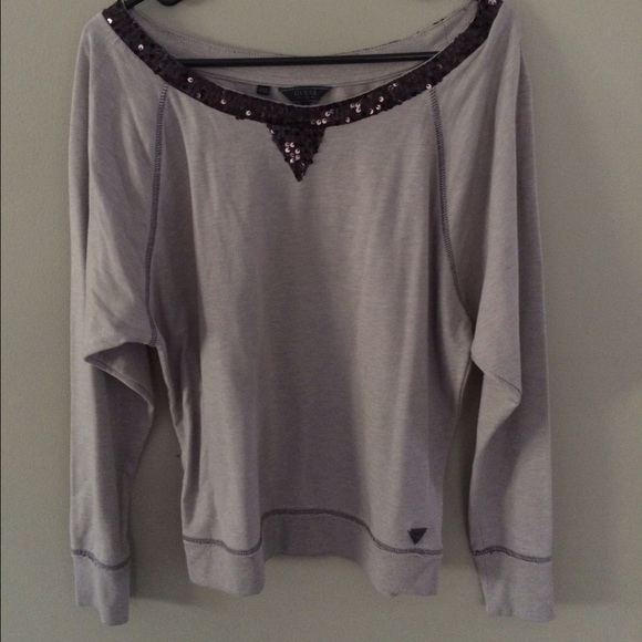 Guess sequin grey and black sweatshirt. Medium.