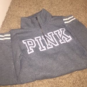 VS PINK gray quarter zip