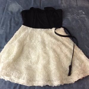 Black and white floret formal dress
