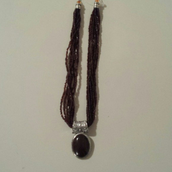 21" deep brown beaded necklace NWOT - Picture 1 of 2