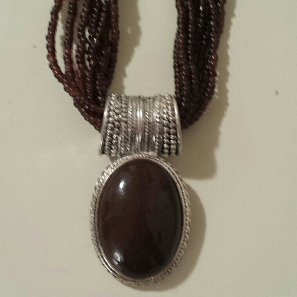 21" deep brown beaded necklace NWOT - Picture 2 of 2