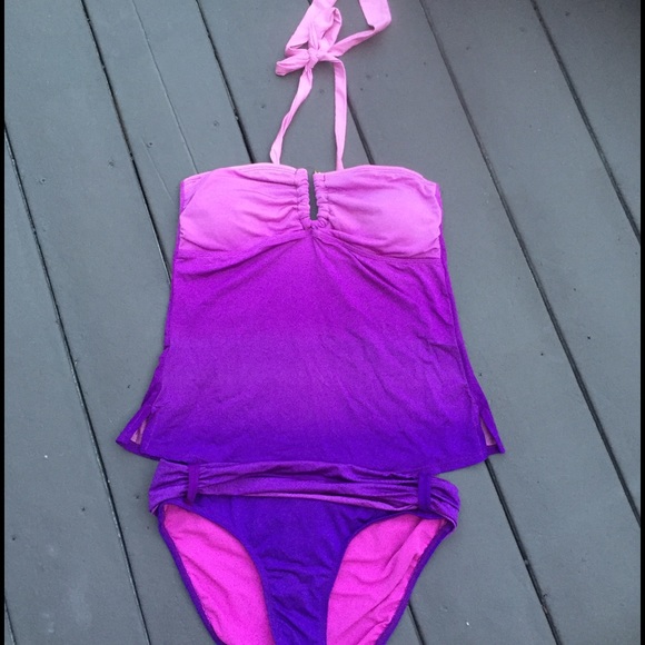 Purple Tankini Two Piece Swim suit mermaid 6 S