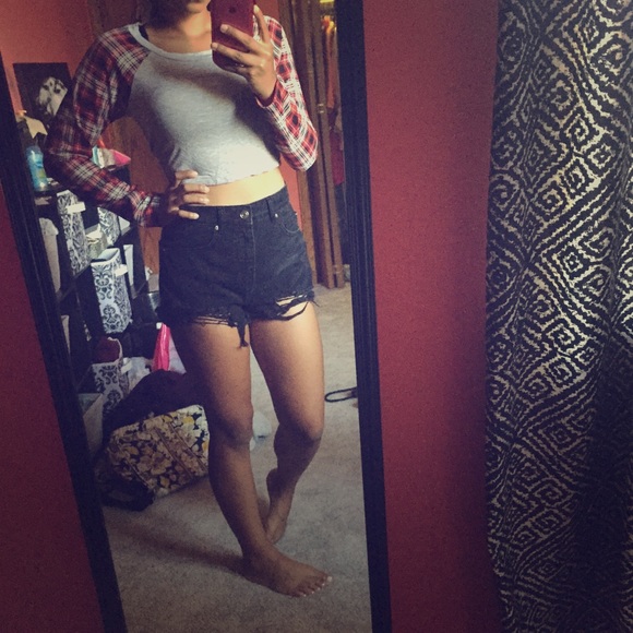 Flannel grey crop top