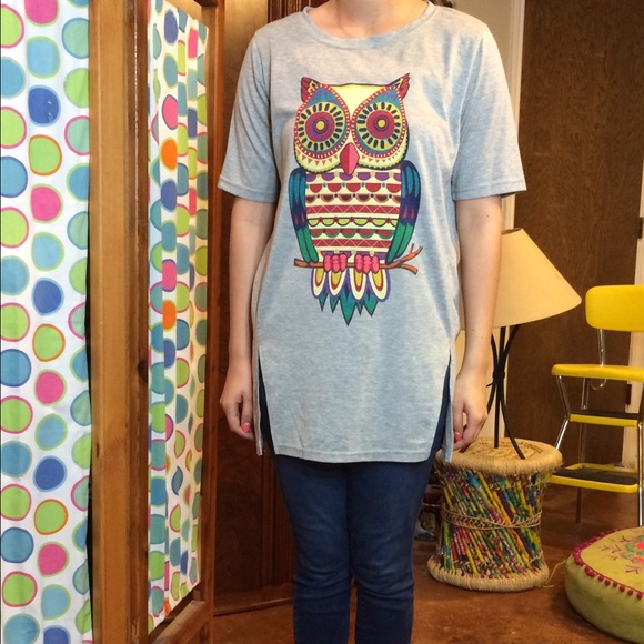 Alegra K slit bottom owl shirt💖 - Picture 2 of 3