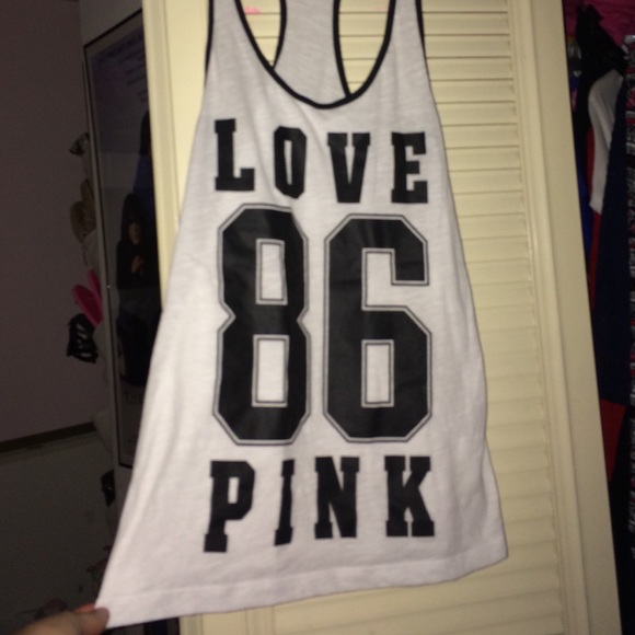 Victoria's Secret PINK white tank XS Love Pink 86