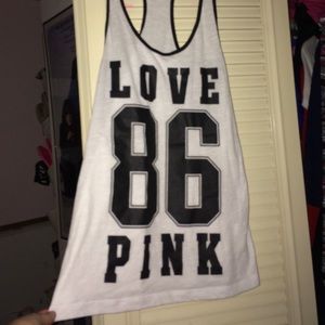 Victoria's Secret PINK white tank XS Love Pink 86
