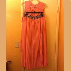Plus Size Pink Maxi Skirt with Shirt
