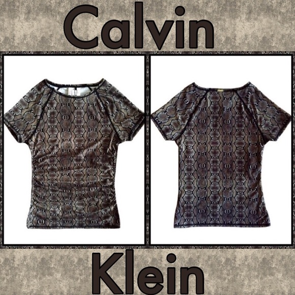 Calvin Klein Activewear Snakeskin Short Slve Top S