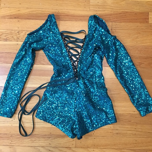 Other - Green Sequin Body Suit XS