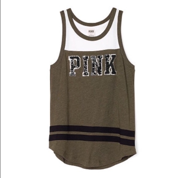VS Pink Olive Rib Neck Tank - Picture 1 of 3