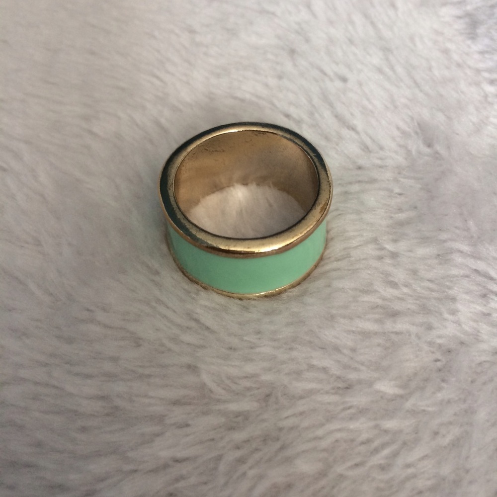 Mint green and gold ring