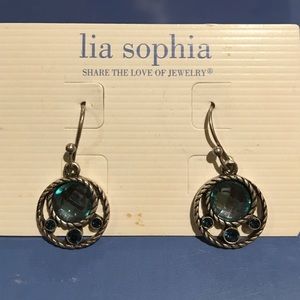 Lia Sophia Earrings - silver w/ blue gemstones