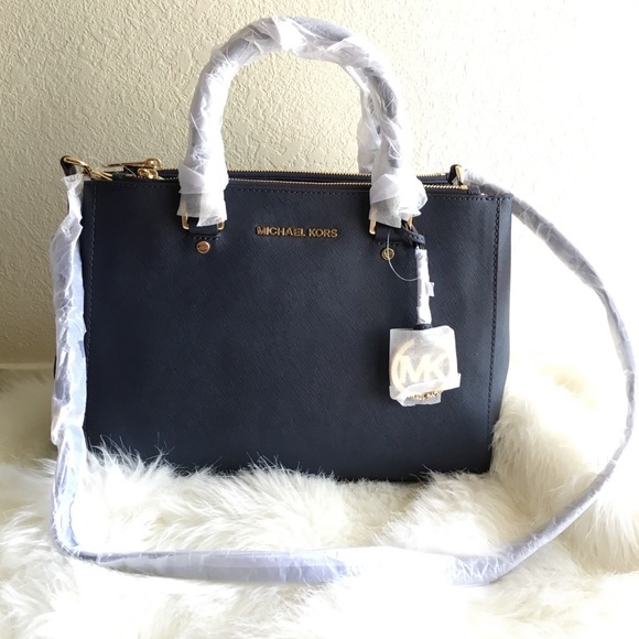 MICHAEL Michael Kors Handbags - Michael Kors Medium Navy Sutton Satchel