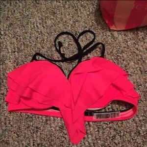 pink pushup flounce bikini top