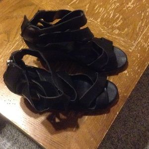Strappy Black Wedge