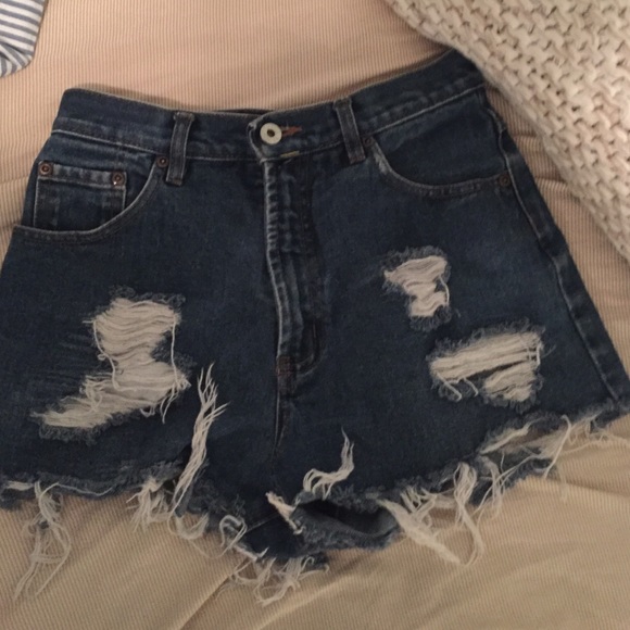 Destroyed high waisted nautica denim shorts