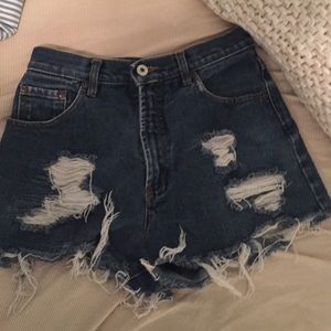 Destroyed high waisted nautica denim shorts