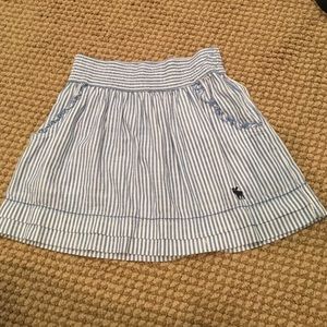 Blue and white striped Abercrombie kids skirt